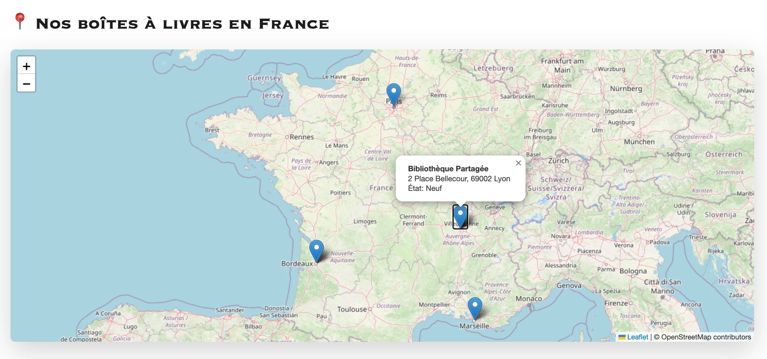 Carte interactive des boîtes